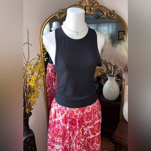 Athleta Cropped Ribbed Tank Top Size S Black Stretch Sleeveless